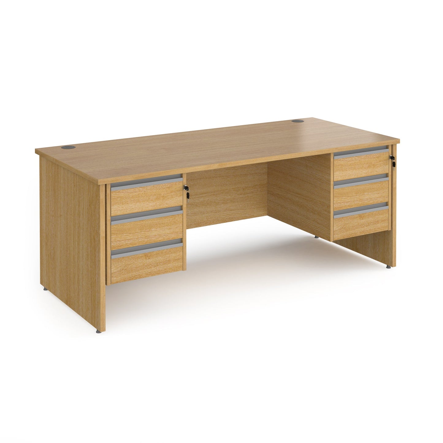 Contract 25 panel leg straight desk with 3 and 3 drawer peds