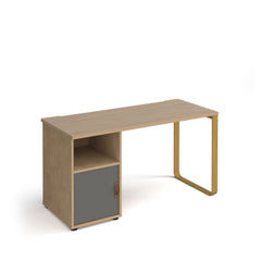 Cairo Sleigh Frame 600Mm Deep Desk With Support Pedestal and Cupboard Door