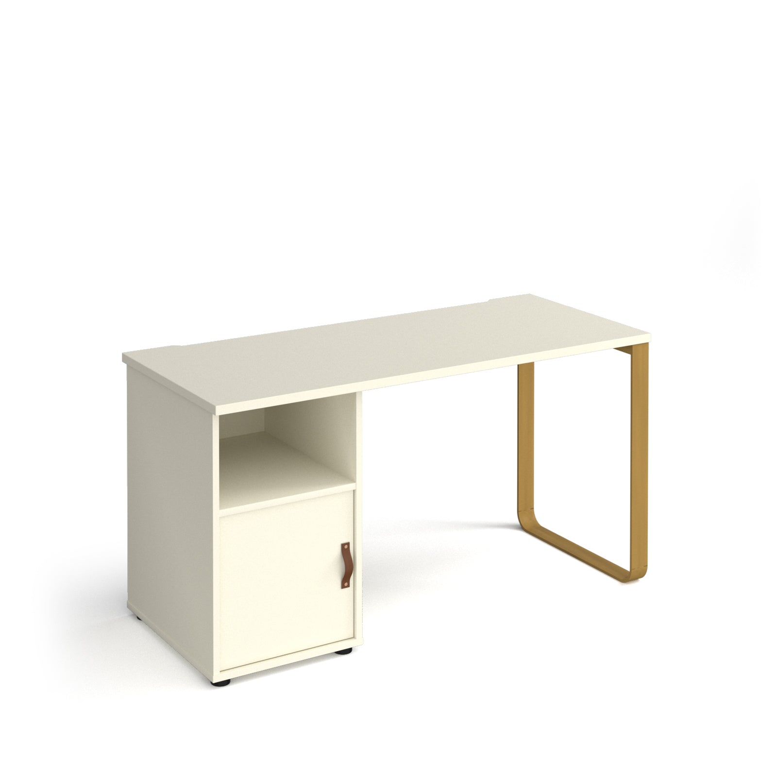Cairo Sleigh Frame 600Mm Deep Desk With Support Pedestal and Cupboard Door