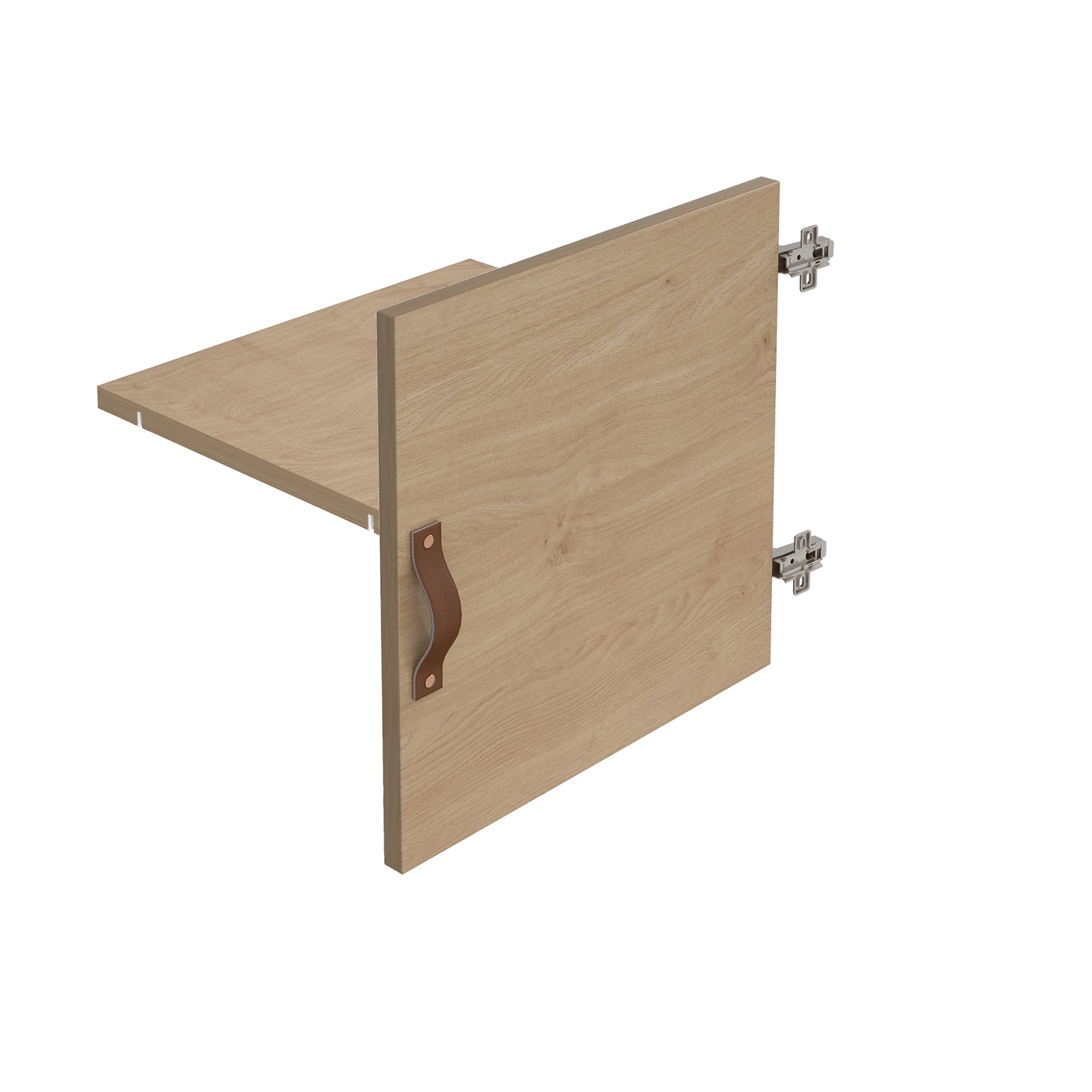 Cube storage unit insert - leather strap handle and inner shelf