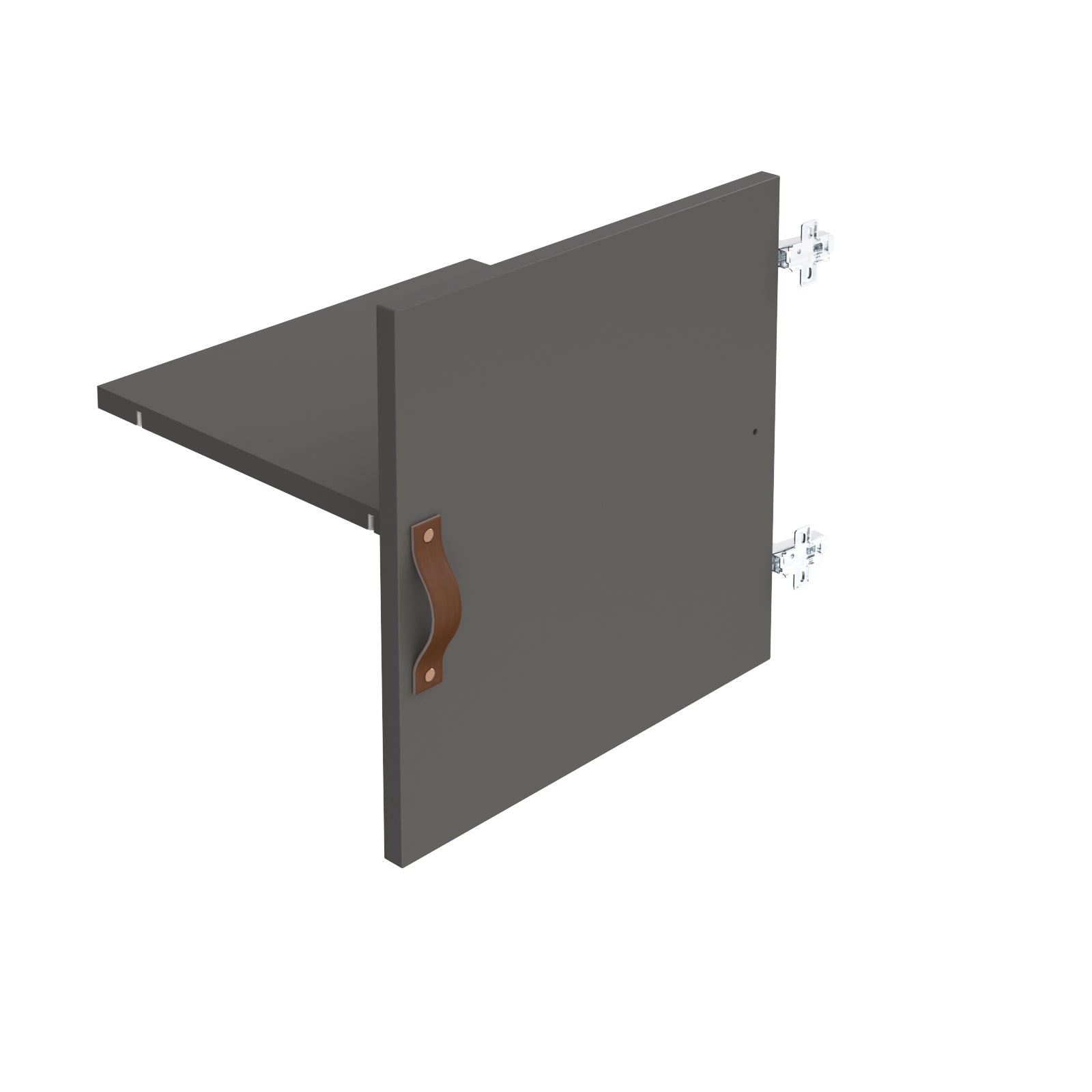 Cube storage unit insert - leather strap handle and inner shelf