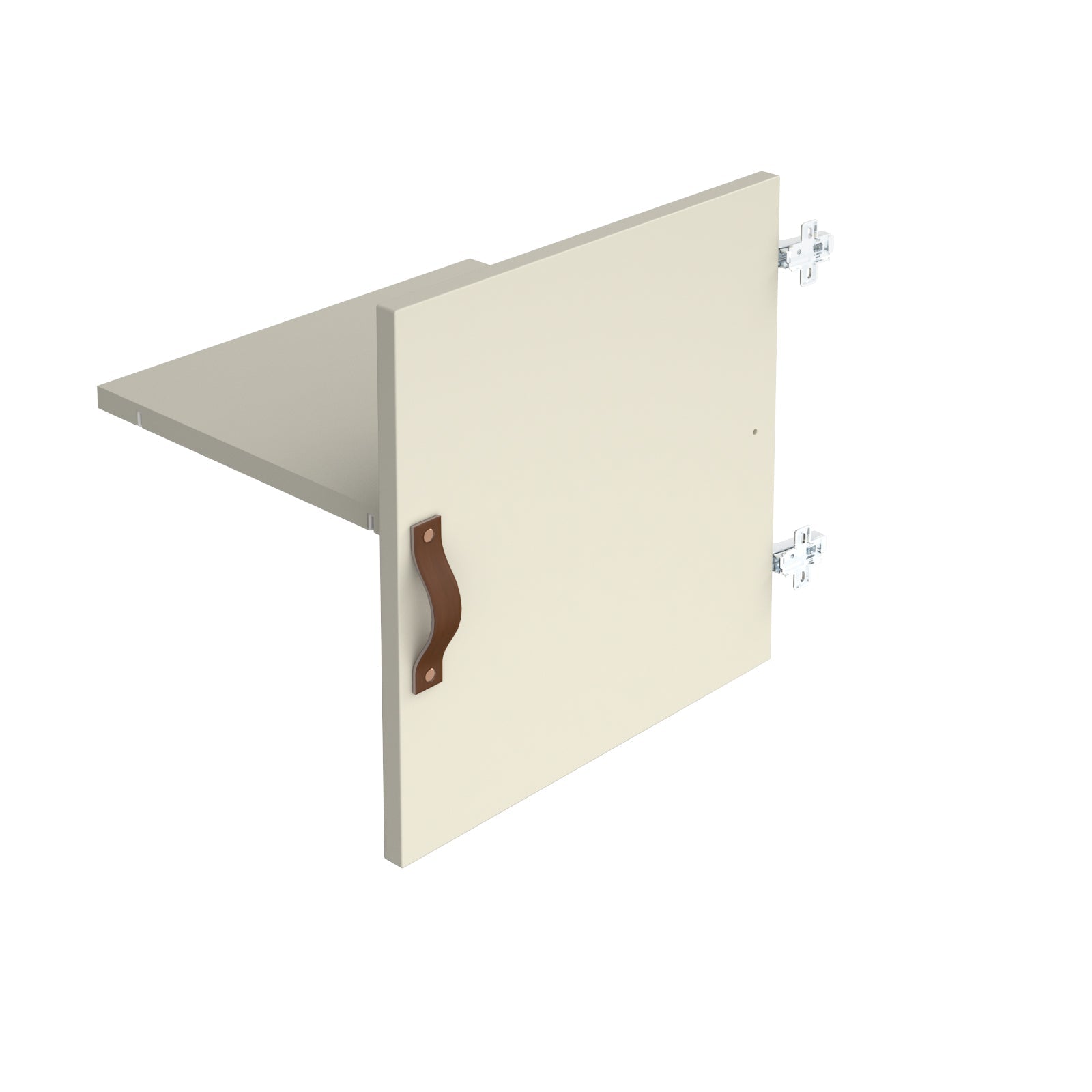 Cube storage unit insert - leather strap handle and inner shelf