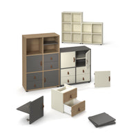 Cube storage unit insert - leather strap handle