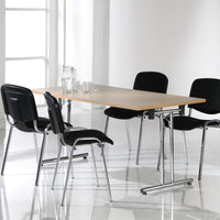 Semi circular folding leg table with straight feet