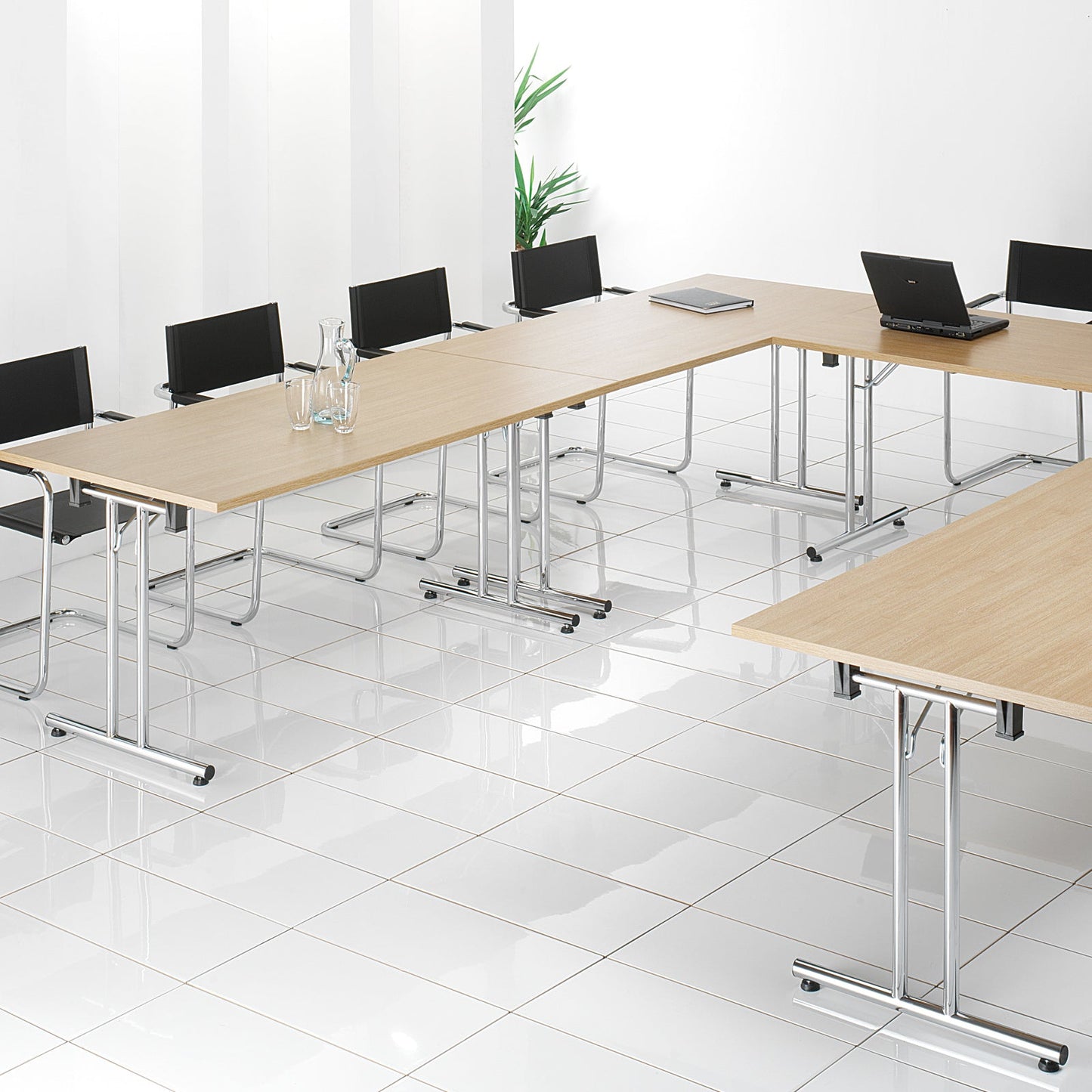 Rectangular folding leg table with straight feet