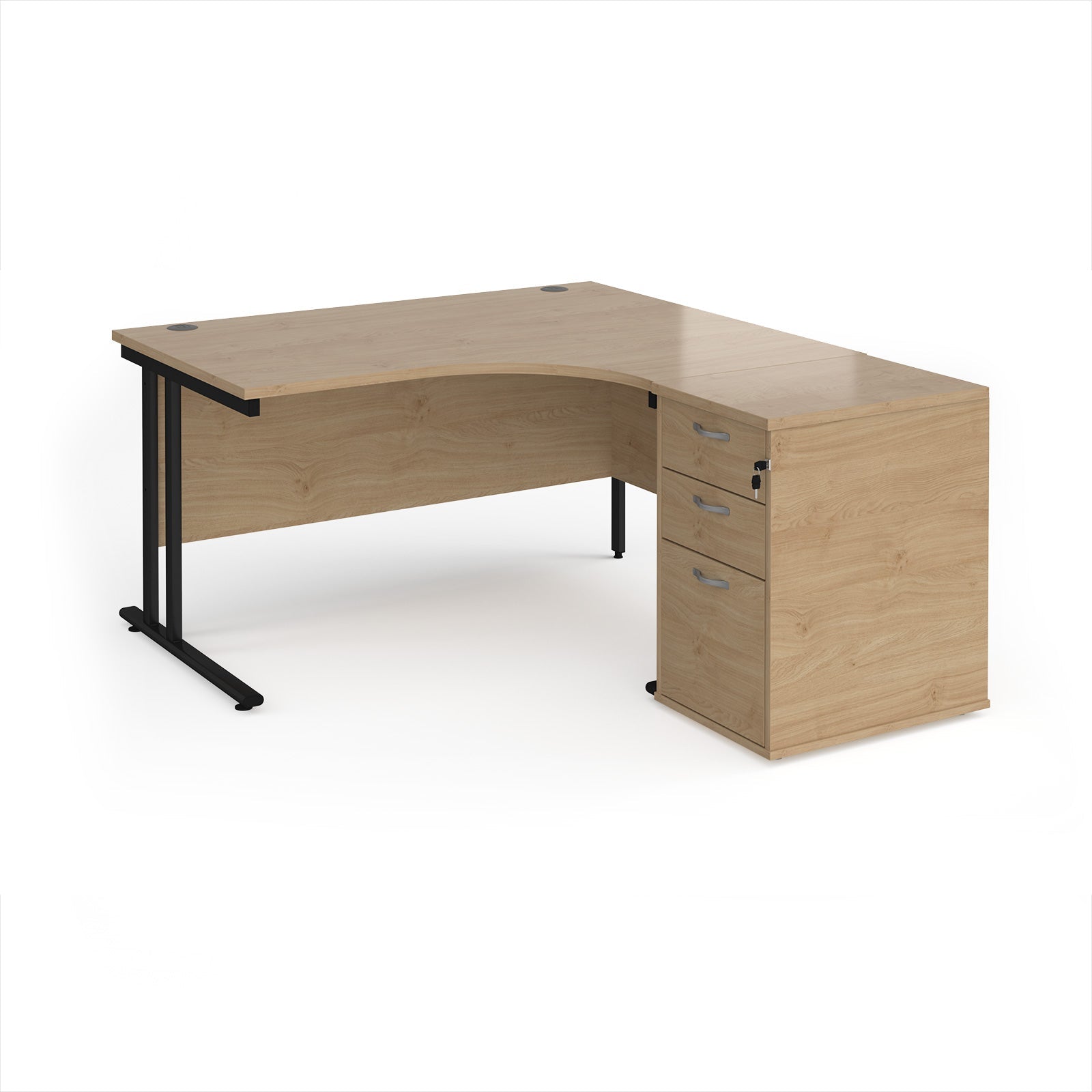 Maestro 25 right hand ergo desk with pedestal