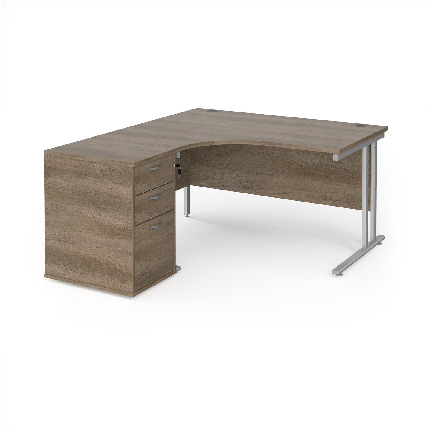 Maestro 25 left hand ergo desk with pedestal