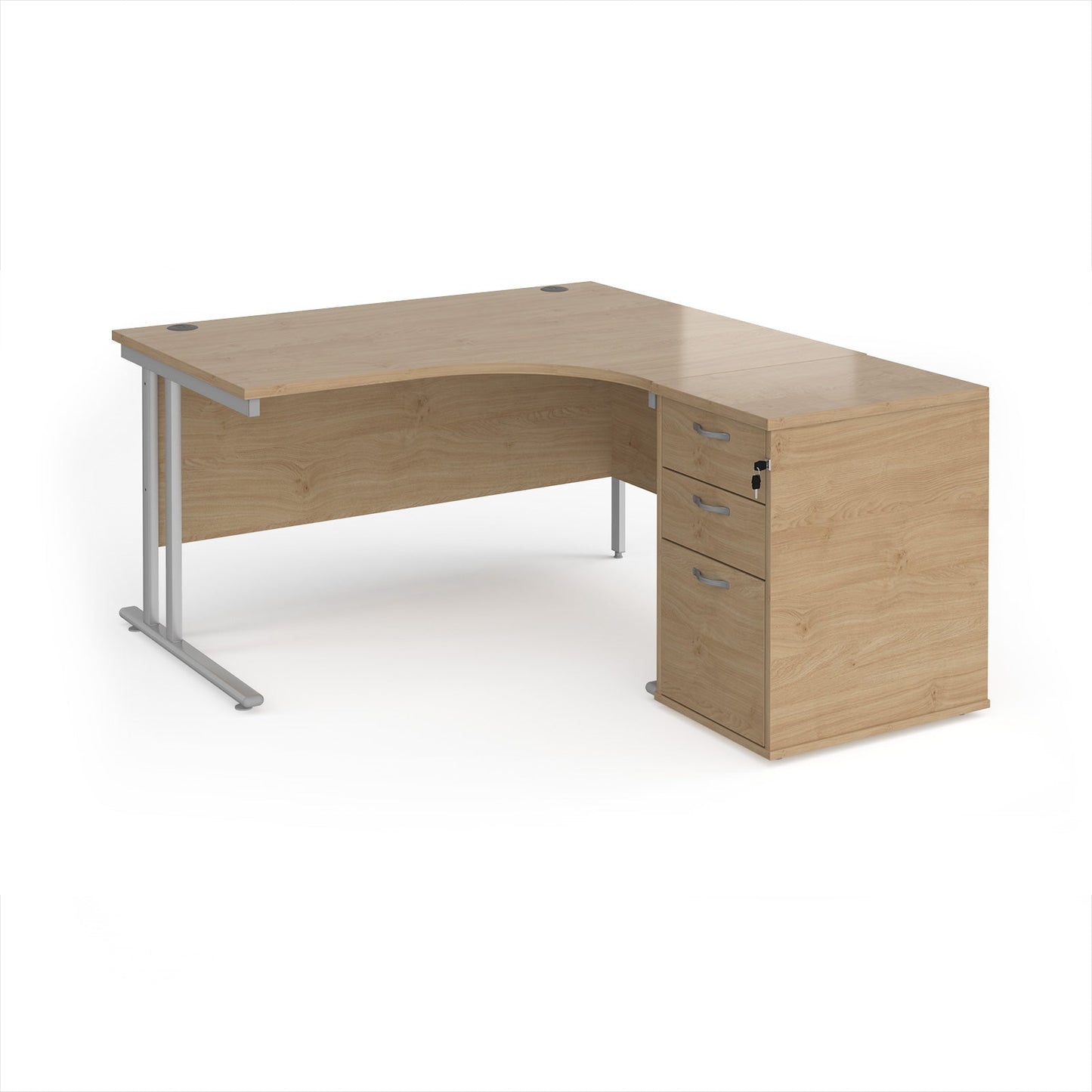 Maestro 25 right hand ergo desk with pedestal