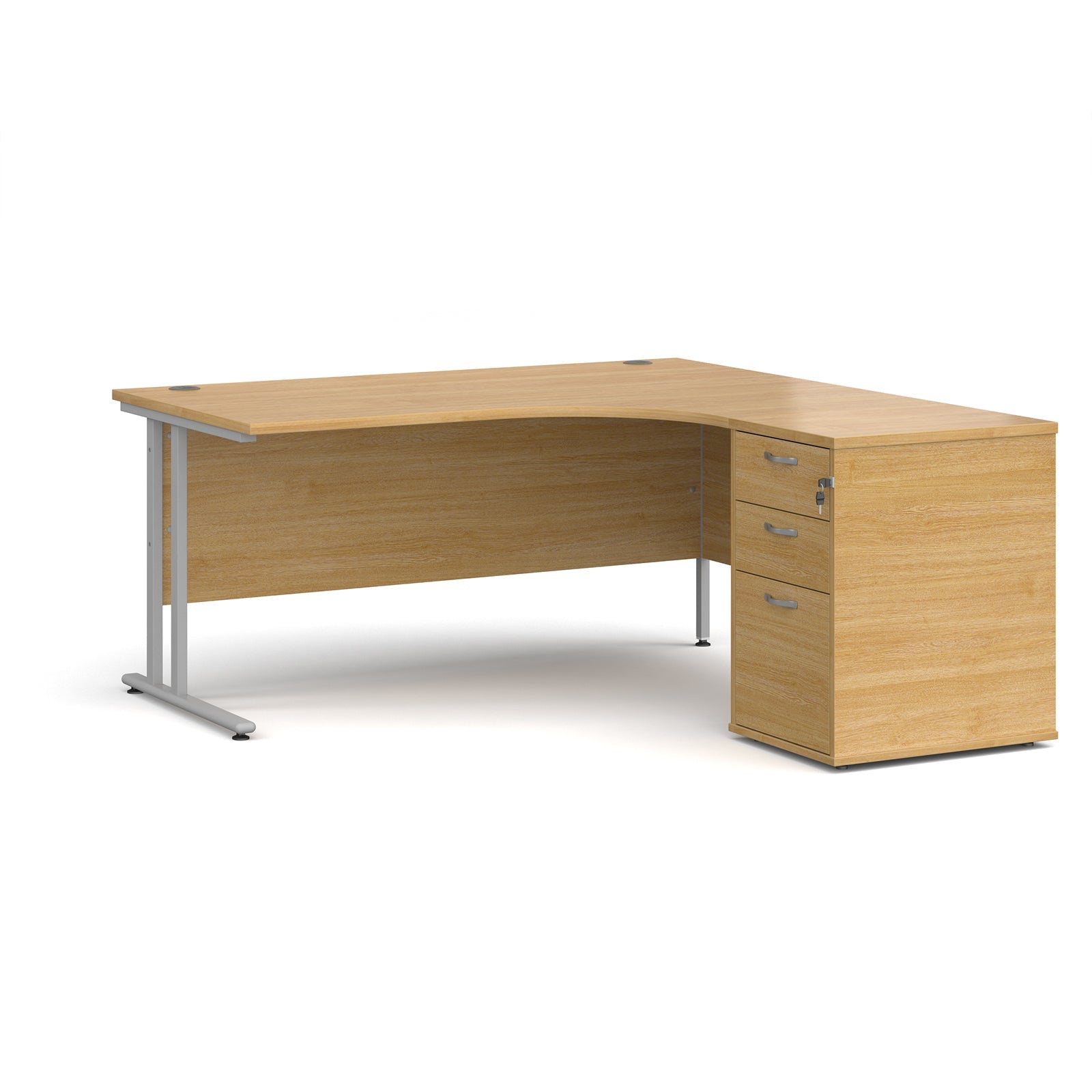 Maestro 25 right hand ergo desk with pedestal