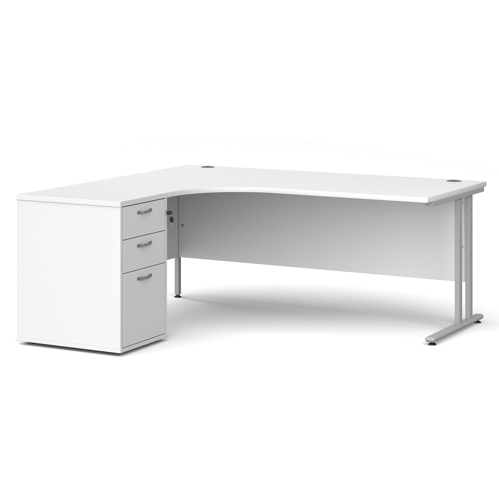 Maestro 25 left hand ergo desk with pedestal