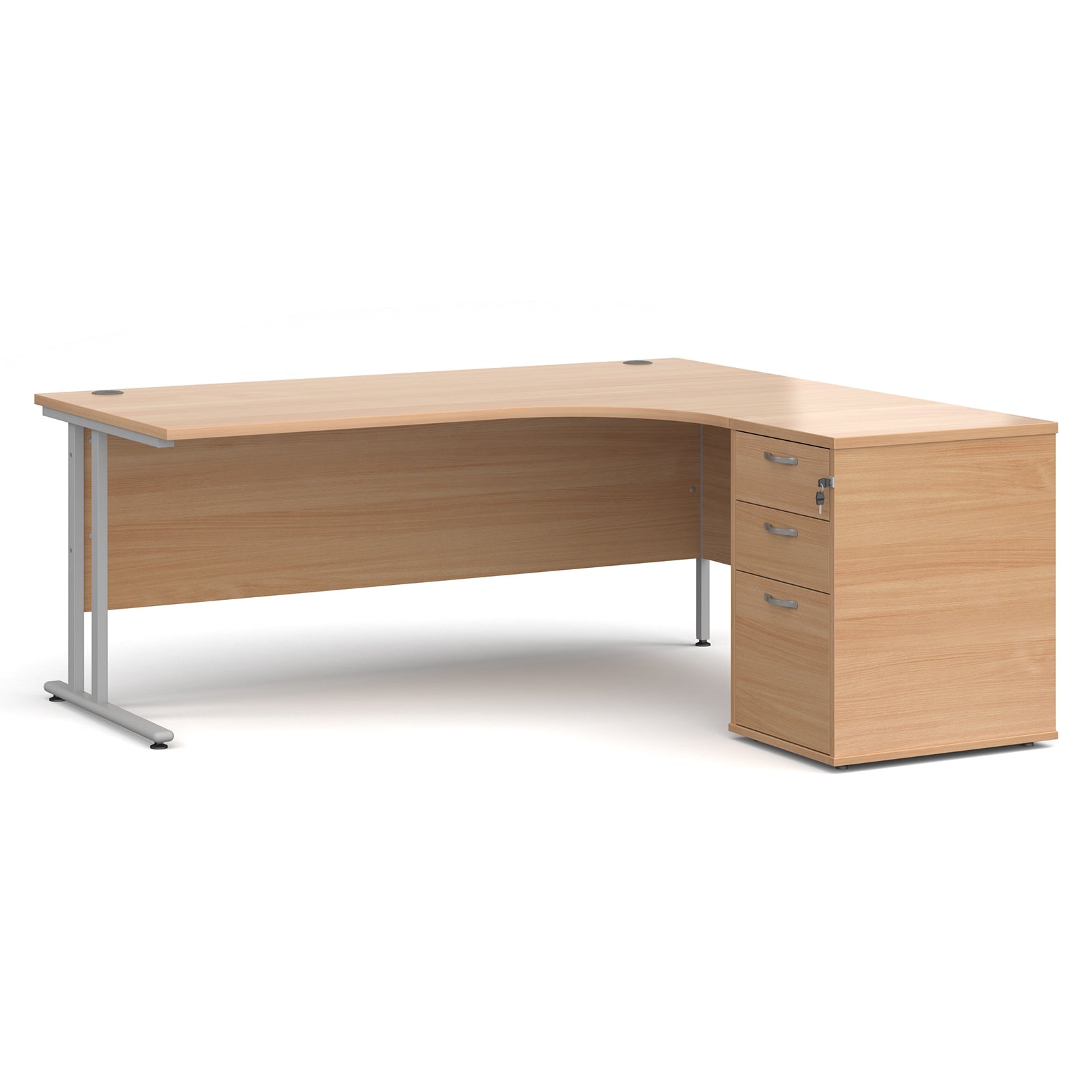 Maestro 25 right hand ergo desk with pedestal