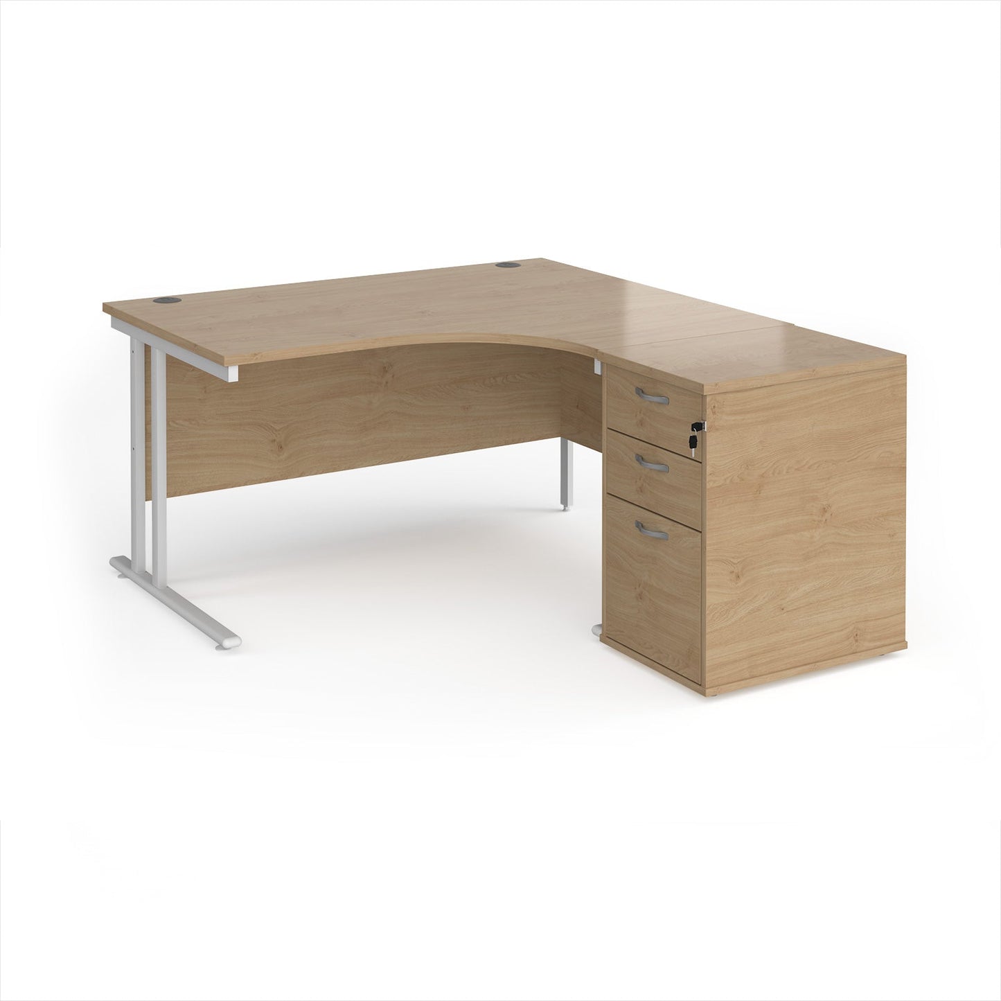 Maestro 25 right hand ergo desk with pedestal