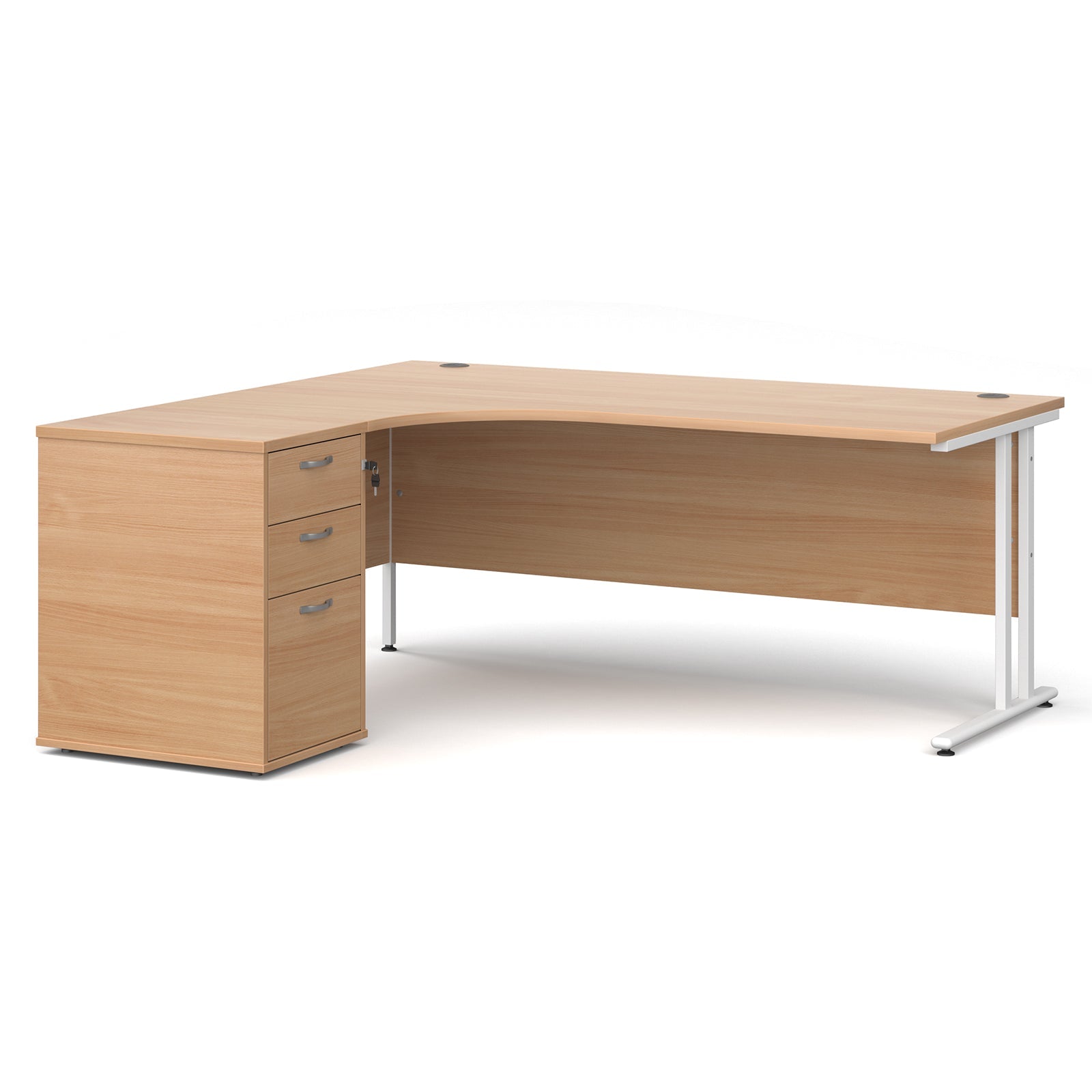 Maestro 25 left hand ergo desk with pedestal