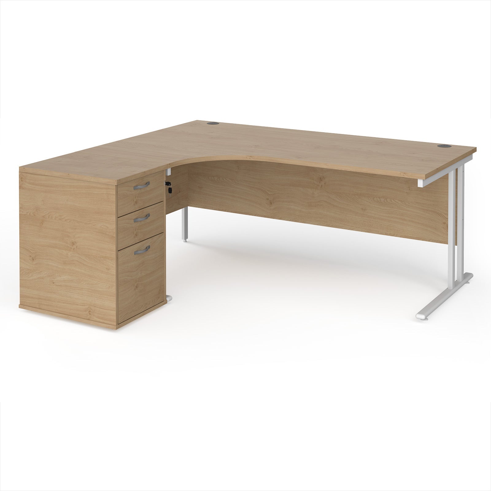 Maestro 25 left hand ergo desk with pedestal