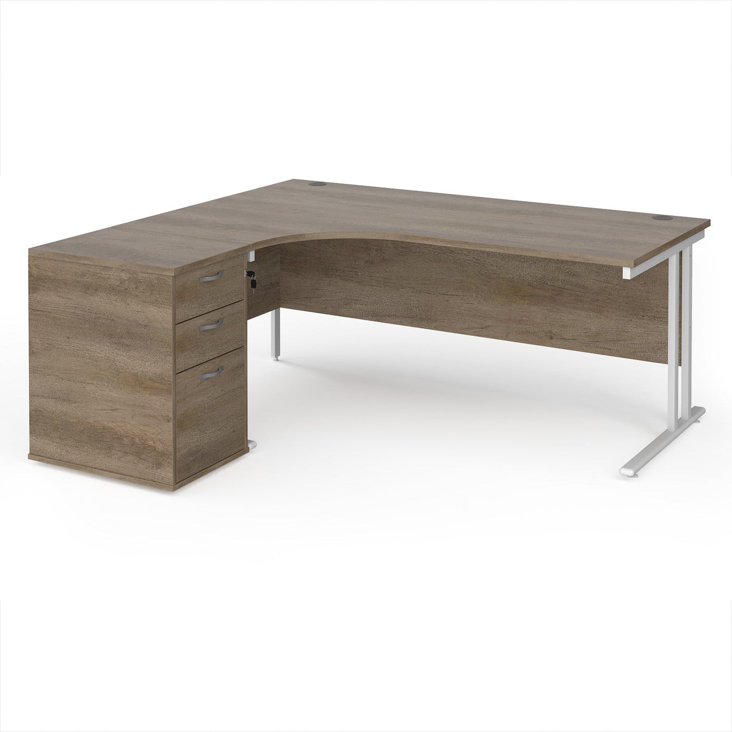 Maestro 25 left hand ergo desk with pedestal