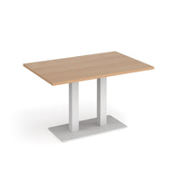 Eros rectangular dining table with twin uprights