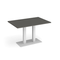 Eros rectangular dining table with twin uprights
