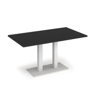 Eros rectangular dining table with twin uprights
