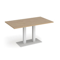 Eros rectangular dining table with twin uprights