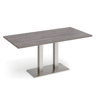 Eros rectangular dining table with twin uprights