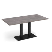 Eros rectangular dining table with twin uprights