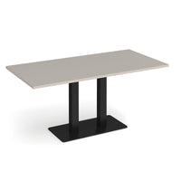 Eros rectangular dining table with twin uprights