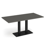 Eros rectangular dining table with twin uprights