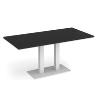 Eros rectangular dining table with twin uprights