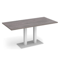 Eros rectangular dining table with twin uprights