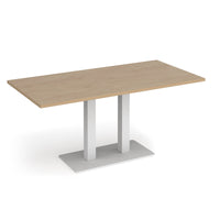 Eros rectangular dining table with twin uprights