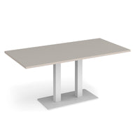 Eros rectangular dining table with twin uprights