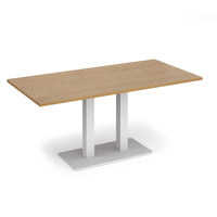 Eros rectangular dining table with twin uprights