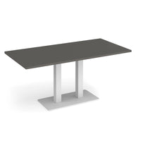 Eros rectangular dining table with twin uprights