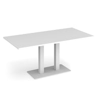 Eros rectangular dining table with twin uprights
