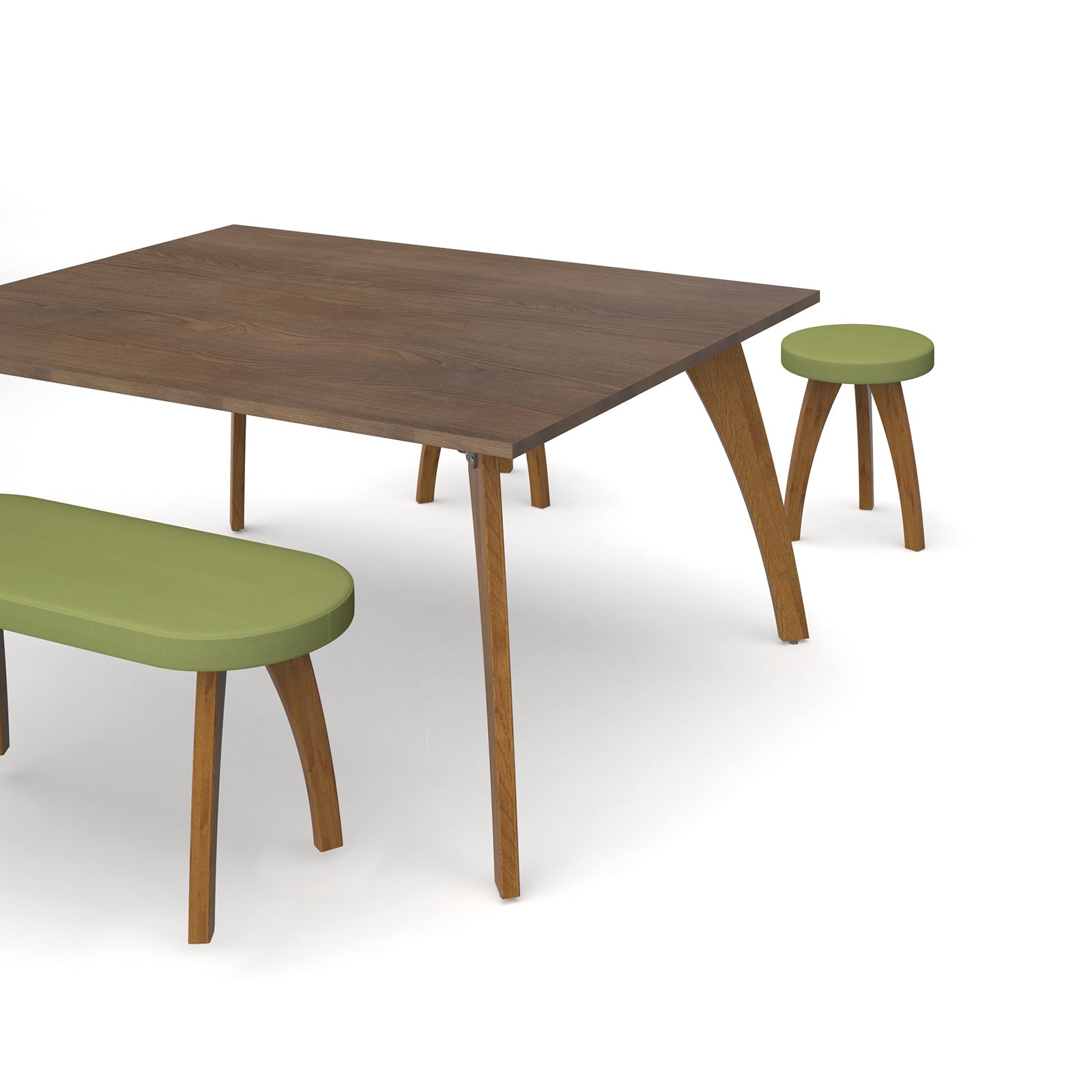 Enable low stool with wooden legs