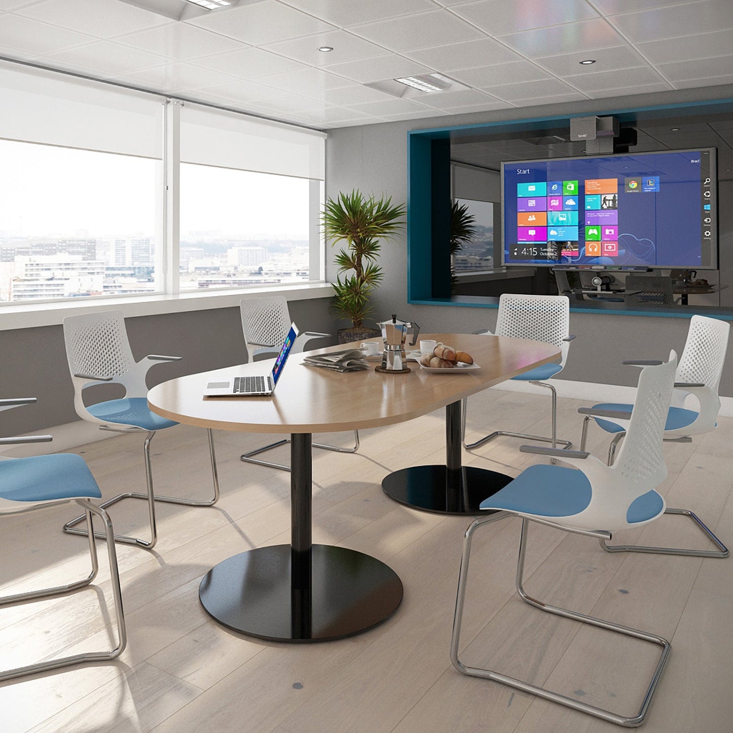 Eternal rectangular power ready boardroom table