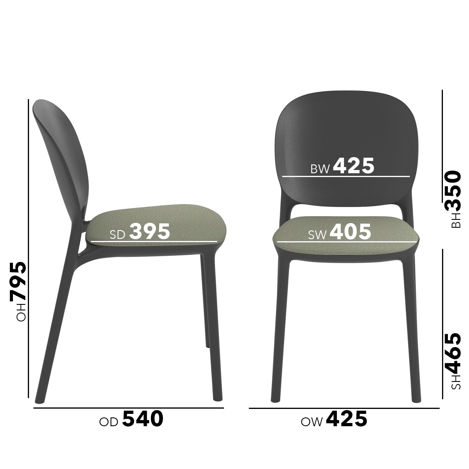 Everly multi-purpose chair with seat pad (pack of 2)