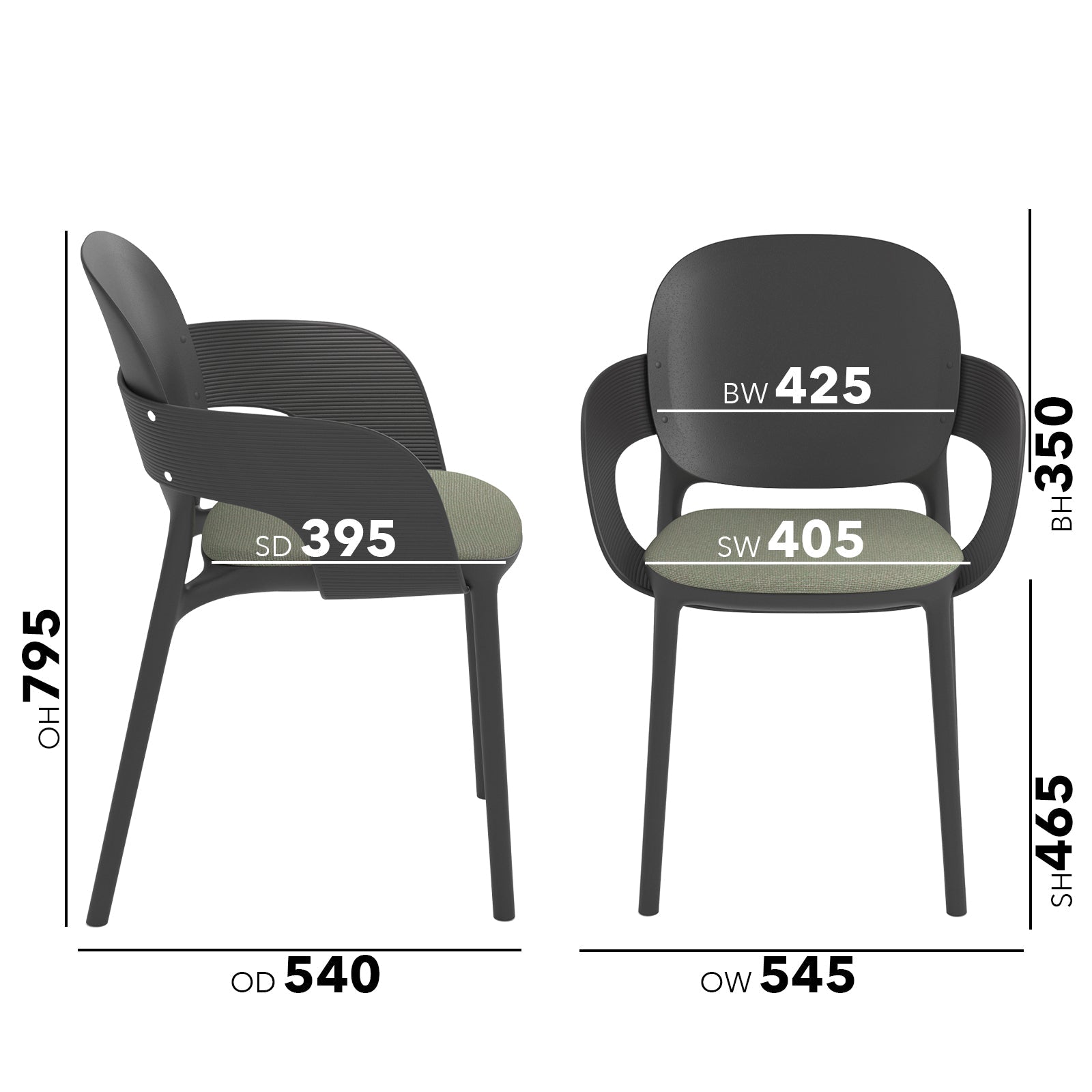 Everly multi-purpose chair with seat pad (pack of 2)