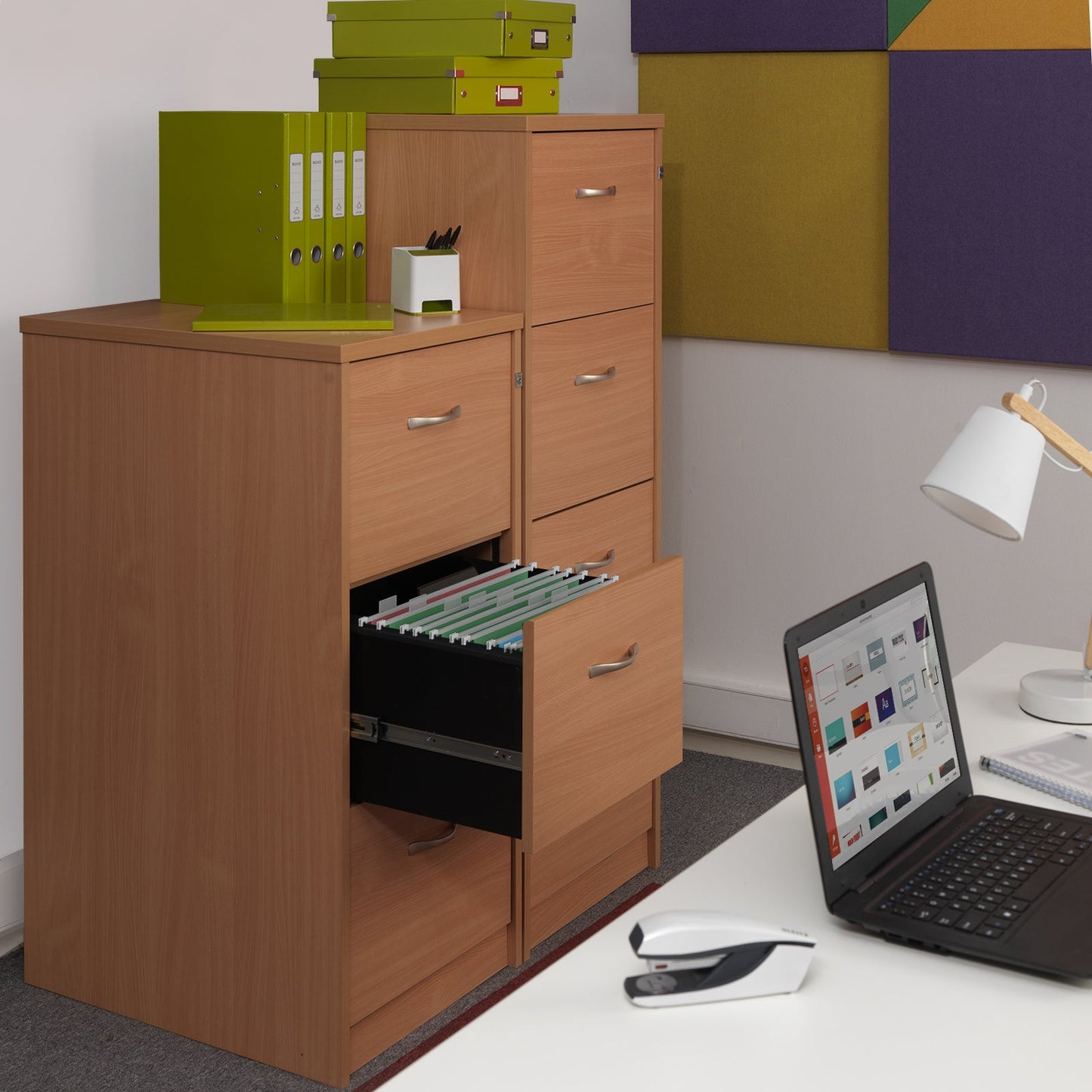 Wooden 4 door filing cabinet