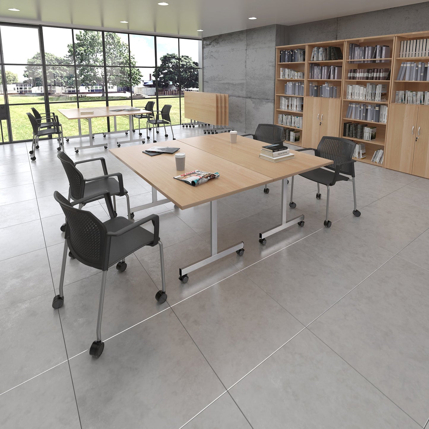 Rectangular flip top meeting table