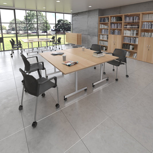 Rectangular flip top meeting table