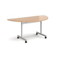 Semi circular flip top meeting table