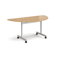 Semi circular flip top meeting table