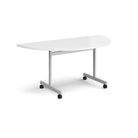 Semi circular flip top meeting table