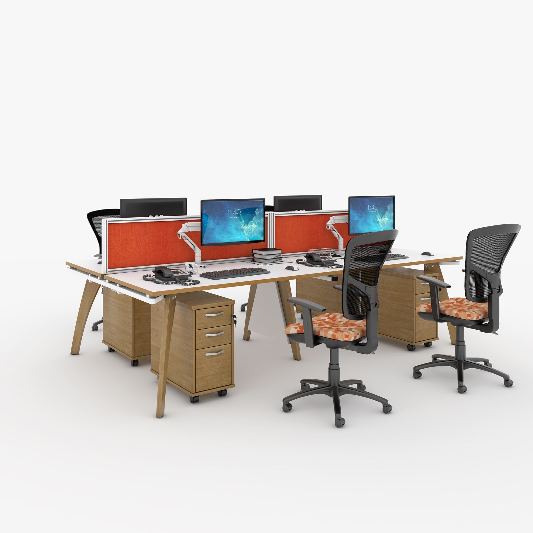 Fuze double back to back desks 1600mm deep