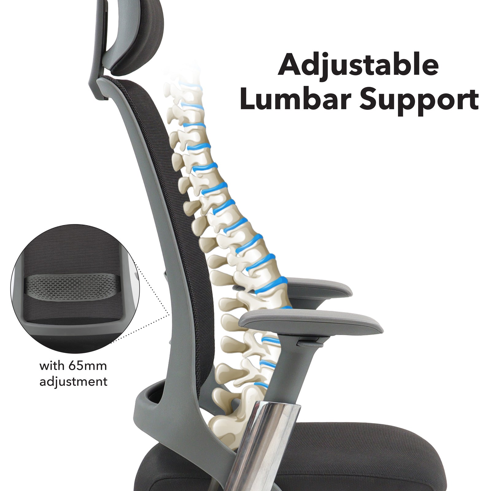 Holden Mesh Back Operator Chair With Black Fabric Seat and Headrest