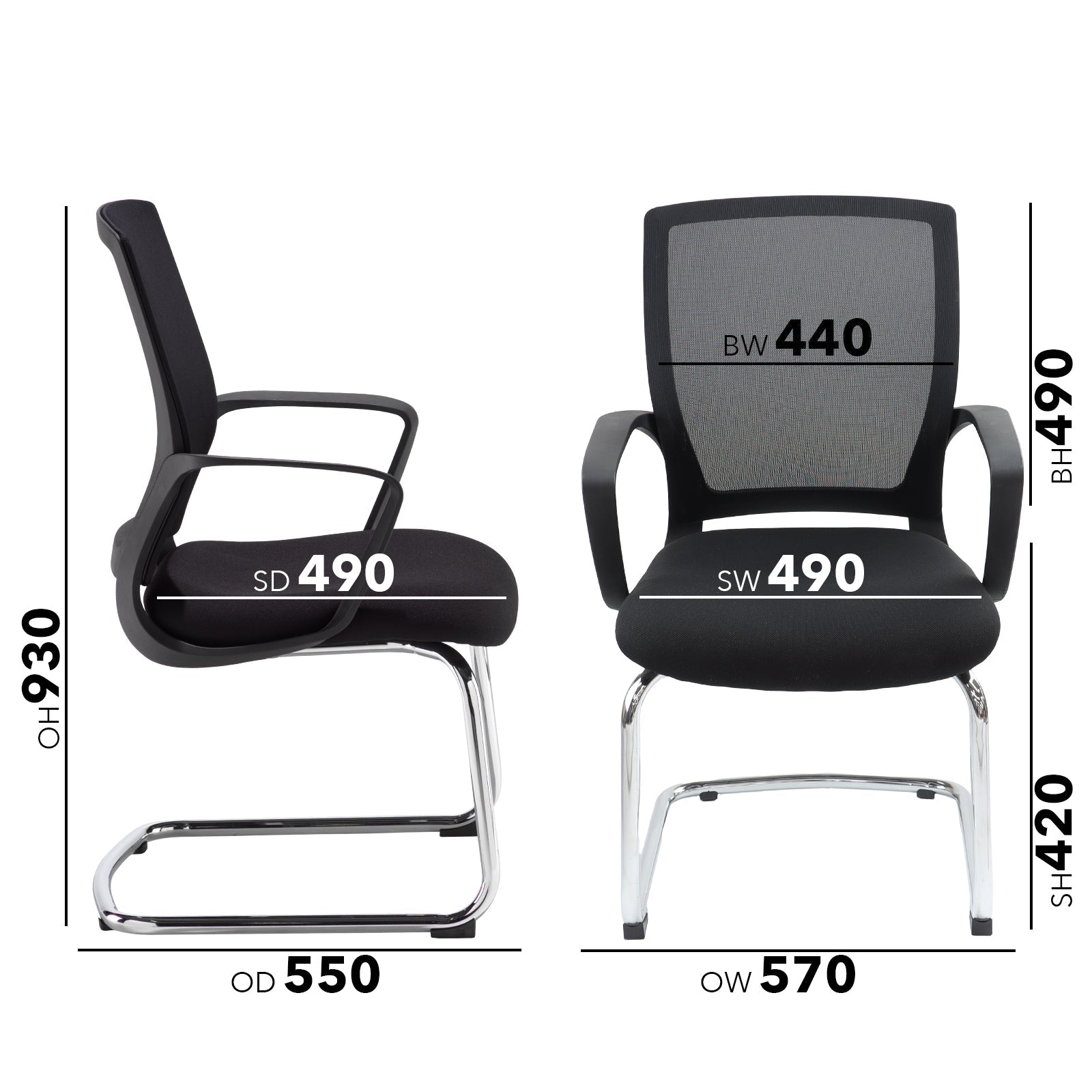 Jonas mesh back visitors chair