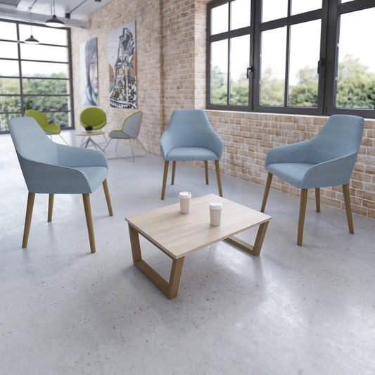 Juna medium back lounge chair - 4 oak wooden legs