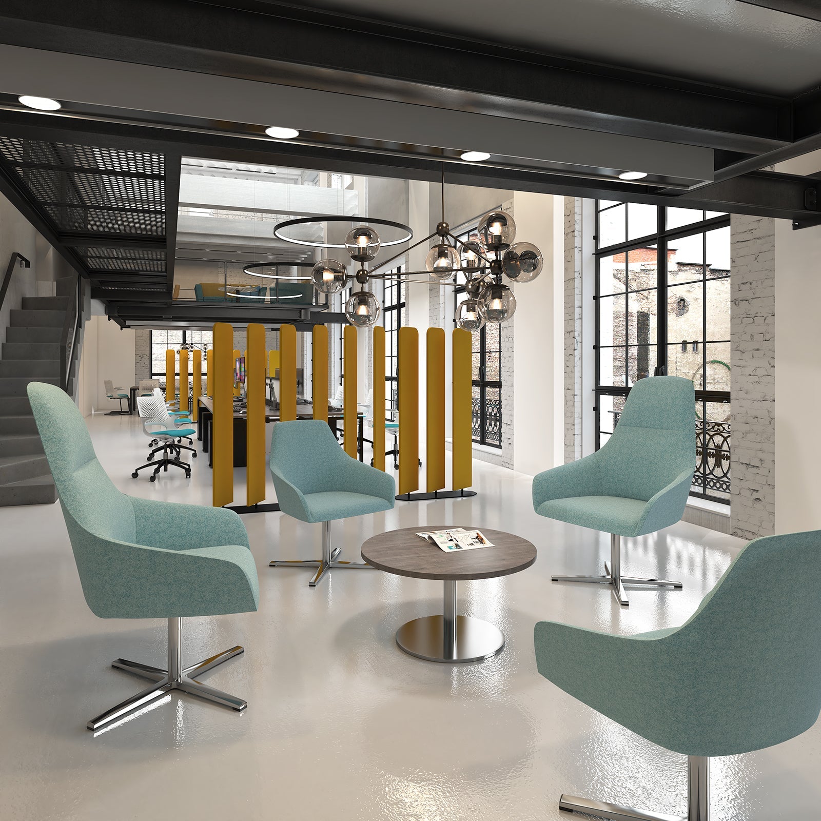 Juna high back lounge chair - aluminium swivel base