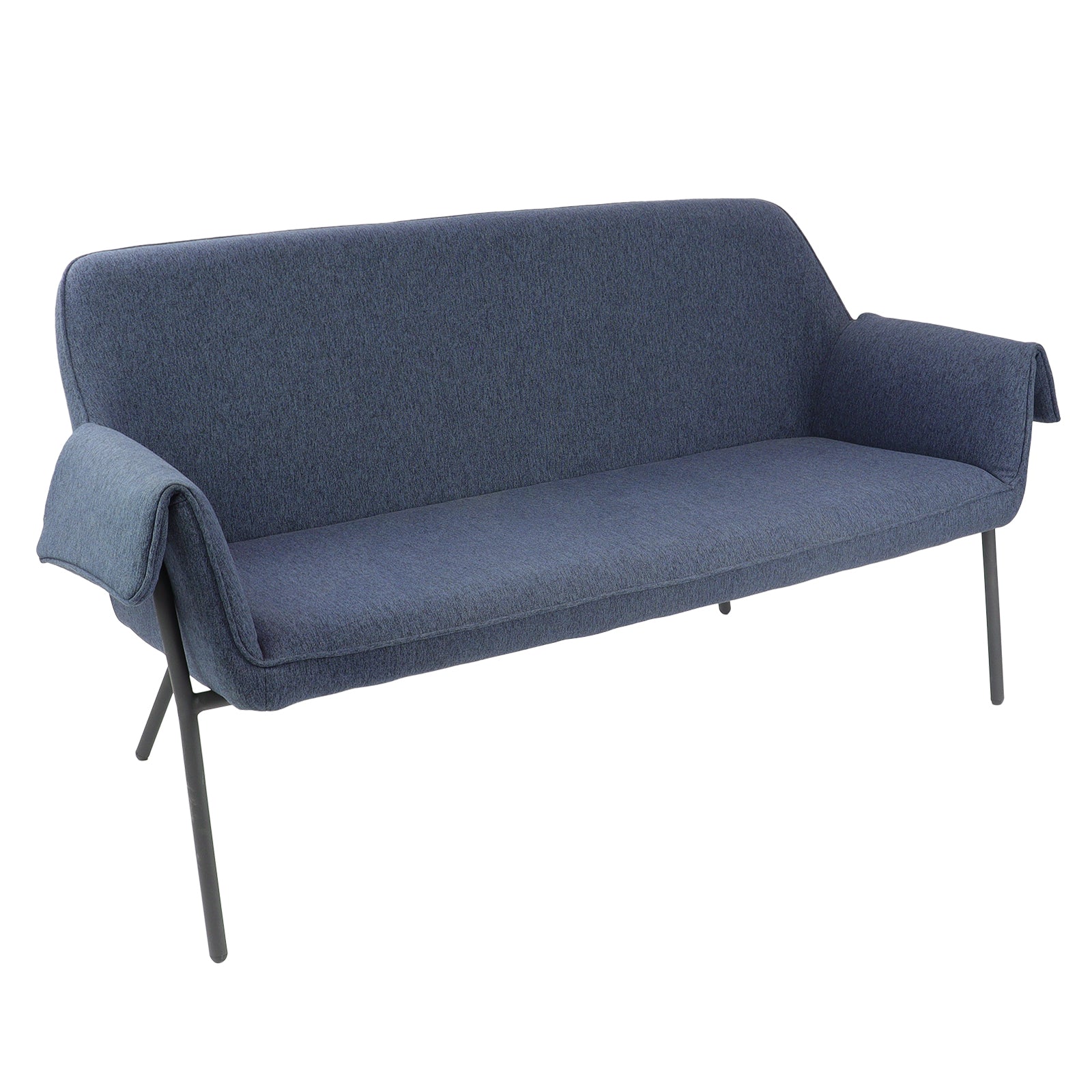 Liana two seater sofa with black metal frame - Mid-Blue